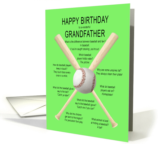 Grandfather, awful baseball jokes birthday card (1440480)