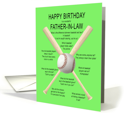 Father-in-law, awful baseball jokes birthday card (1440492)