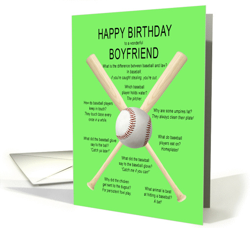 Boyfriend, awful baseball jokes birthday card (1440502)