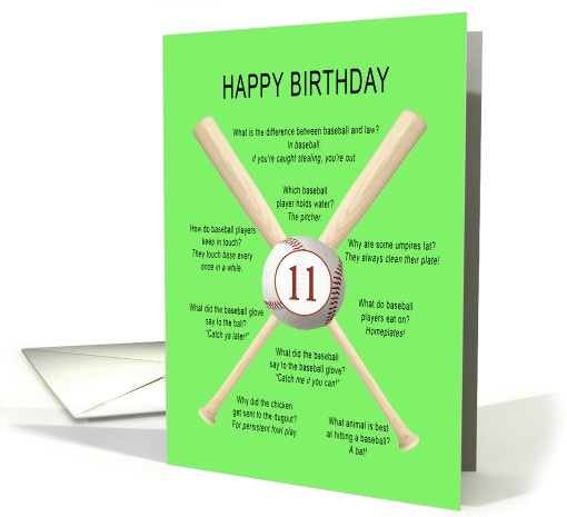 11 years old, awful baseball jokes birthday card (1440668)