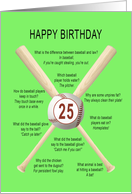 25th birthday, awful baseball jokes card