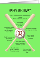33rd birthday, awful baseball jokes card