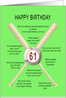 61st birthday, awful baseball jokes card