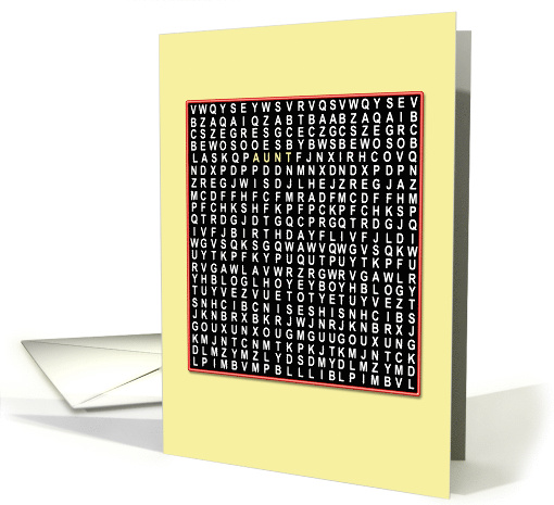 For aunt, Wordsearch birthday card (1476456)