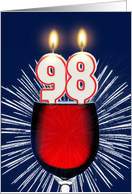 98th birthday wine and birthday candles card