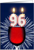 96th birthday wine and birthday candles card