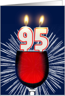 95th birthday wine and birthday candles card