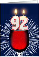 92nd birthday wine and birthday candles card