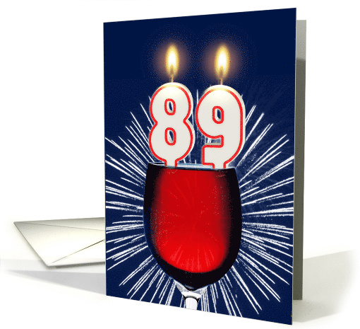 89th birthday wine and birthday candles card (1476784)