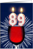 89th birthday wine and birthday candles card