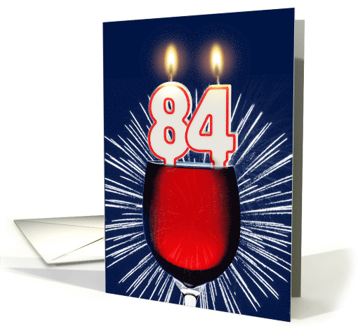 84th birthday wine and birthday candles card (1476804)