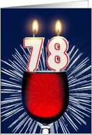 78th birthday wine and birthday candles card