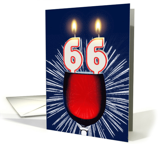 66th birthday wine and birthday candles card (1476934)