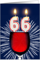 66th birthday wine and birthday candles card