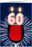 60th birthday wine and birthday candles card