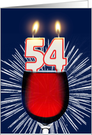 54th birthday wine and birthday candles card