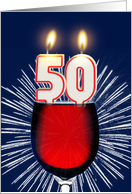 50th birthday wine and birthday candles card