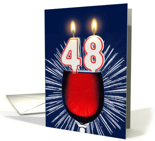 48th birthday wine and birthday candles card (1476970)