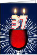 37th birthday wine and birthday candles card