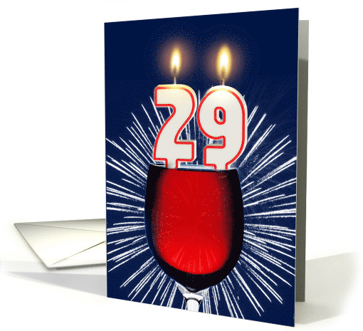 29th birthday wine and birthday candles card (1477008)