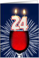 24th birthday wine and birthday candles card