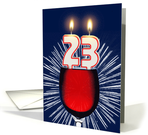 23rd birthday wine and birthday candles card (1477020)