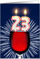 23rd birthday wine and birthday candles card