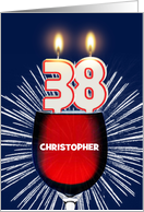 38th birthday party add a name, wine and birthday candles card