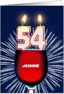 54th birthday party add a name, wine and birthday candles card