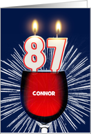 87th birthday party add a name, wine and birthday candles card