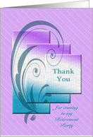 Elegant thank you for coming to my retirement party card