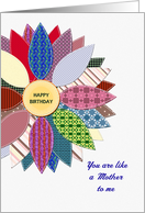 LIke a mother to me, birthday with stitched flower card
