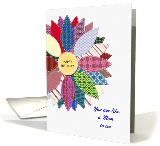 LIke a mom to me, birthday with stitched flower card (1490462)