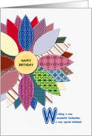 For godmother, birthday with stitched flower card