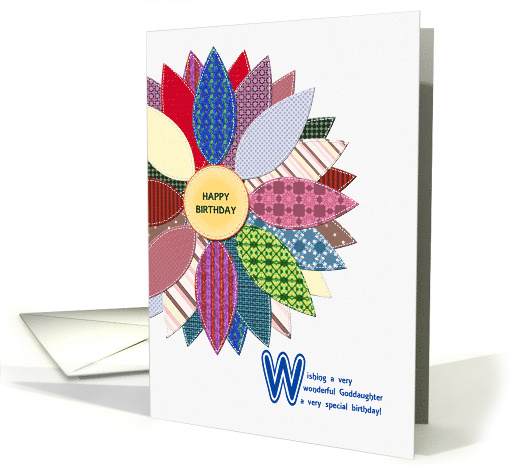 For goddaughter, birthday with stitched flower card (1490870)