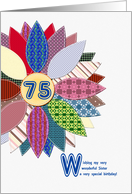 75th birthday for sister, with a stitched flower card
