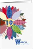 19th birthday for sister, with a stitched flower card