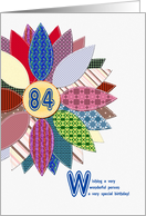 84th birthday with a stitched flower card