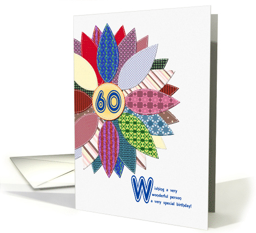 60th birthday with a stitched flower card (1497728)