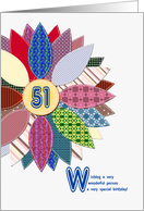 51st birthday with a stitched flower card