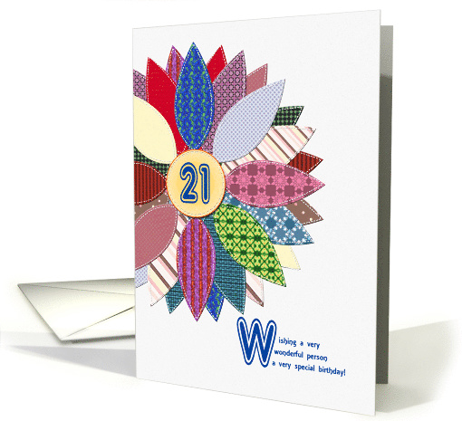 21st birthday with a stitched flower card (1498026)
