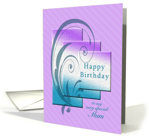 Mum, interlocking rectangles with an elegant swirl birthday card
