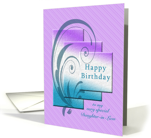 Daughter-in-law interlocking rectangles, elegant swirl birthday card