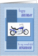 Neighbour, motor bike birthday - UK spellling card
