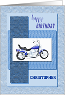 Motor Bike Birthday with Customizable Name card