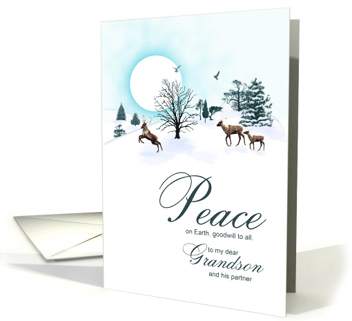Grandson and his partner, Christmas scene with reindeer card (1525836)