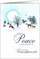 Grandparents, Christmas scene with reindeer card