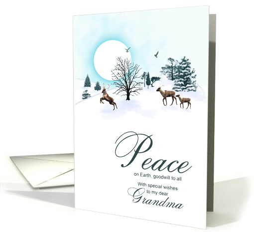 Grandma, Christmas scene with reindeer card (1525902)