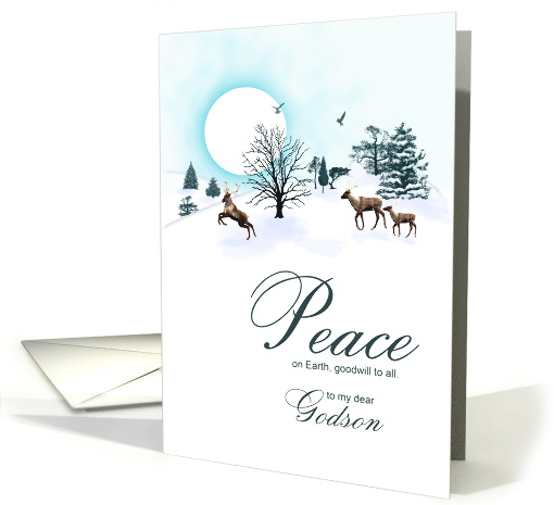Godson, Christmas scene with reindeer card (1525904)