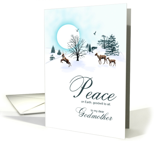 Godmother, Christmas scene with reindeer card (1525908)
